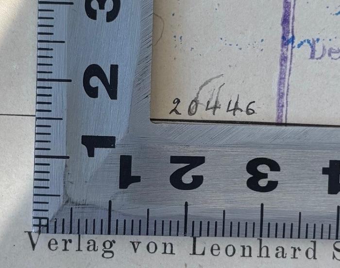 - (Bibliothek des Deutsch-Israelitischen Gemeindebundes;Bibliothek der Jüdischen Gemeinde zu Berlin), Von Hand: Nummer; '20446'. 