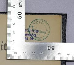 - (Martinius, Hermann;Martinius, Otto), Stempel: Name, Ortsangabe; 'Hermann Martinus Berlin-Friedenau Homuthstr. 8'. 