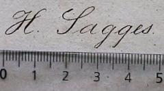 - (Sagges, H.), Von Hand: Autogramm; 'H. Sagges'.  (Prototyp)