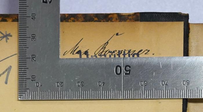 Ig 24-1 bis -3 : Bau und Leben des socialen Körpers, Band 1 bis 3 (1881);-, Von Hand: Autogramm, Name; 'Max Boesner'