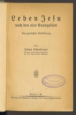 Bv 38898:F8 : Leben Jesu nach den vier Evangelien : kurzgefaßte Erklärung. (1933)