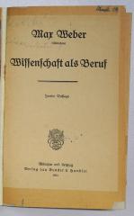 A 20&lt;2&gt; : Wissenschaft als Beruf (1921)
