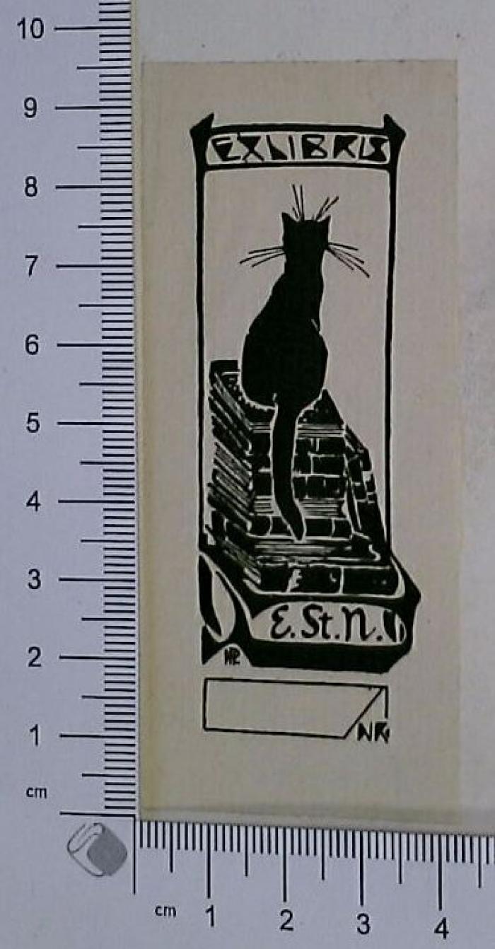 - (Nörrenberg, Elsa), Etikett: Exlibris; 'Exlibris E.St.N.'.  (Prototyp)