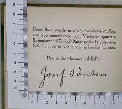 - (Ponten, Josef), Von Hand: Autogramm; 'Josef Ponten'.  (Prototyp)