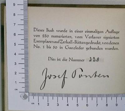 - (Ponten, Josef), Von Hand: Autogramm; 'Josef Ponten'.  (Prototyp)