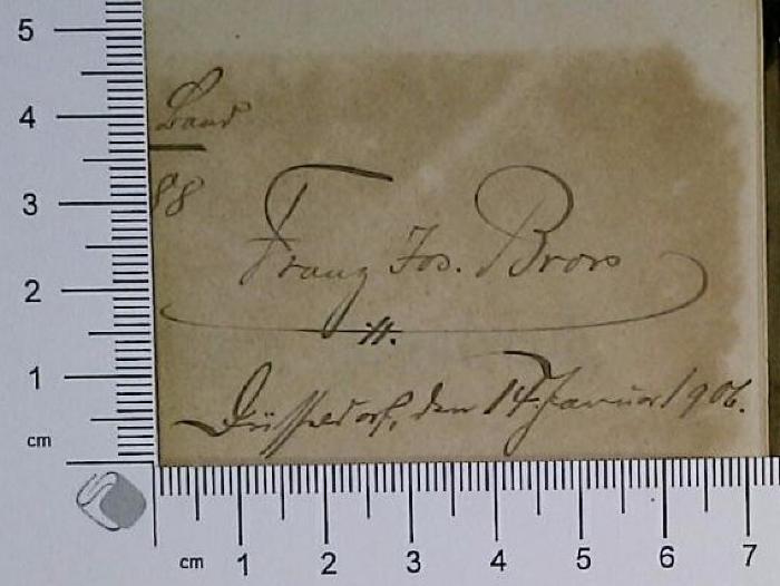 - (Brors, Franz Josef), Von Hand: Autogramm; 'Franz Jos. Brors
Frz. Jos. Brors'.  (Prototyp)