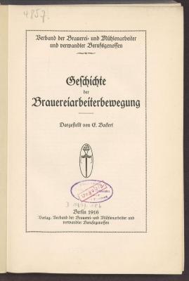 Fq 55005:F8 : Geschichte der Brauereiarbeiterbewegung. (1916)