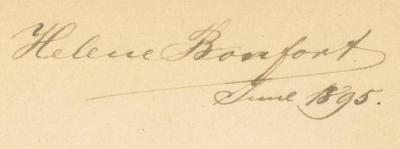 - (Bonfort, Helene), Von Hand: Name; 'Helene Bonfort June 1895'. 
