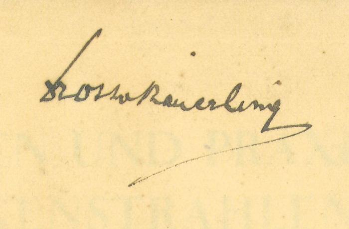 - (Kaiserling, Otto), Von Hand: Name; 'Dr. Otto Kaiserling'. 
