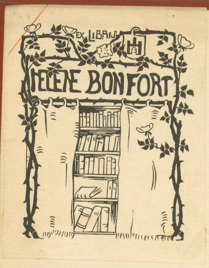 - (Bonfort, Helene), Etikett: Exlibris; 'Ex Libris Helene Bonfort'. 