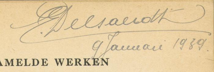 - (Delsaerdt, E.), Von Hand: Name; 'E. Delsaert 9 Januari 1939'. 