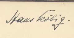 - (Köbig, Hans), Von Hand: Name; 'Hans Köbig'. 