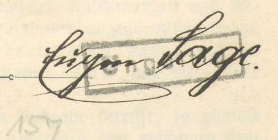 - (Sage, Eugen), Von Hand: Name; 'Eugen Sage'. 