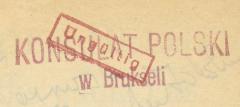 - (Konsulat Polski w Brukseli), Stempel: Name; 'KONSULAT POLSKI w Brukseli'. 