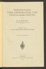 Ob 8870:1:'b':F8 : Vorlesungen über Differential- und Integralrechnung. 1, Funktionen einer Veränderlichen. (1927)