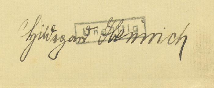 - (Heinrich, Hildegard), Von Hand: Name; 'Hildegard Heinrich'. 