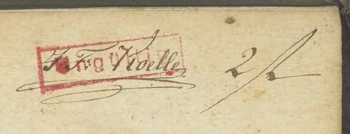 - (Koelle, J.F.), Von Hand: Name; 'J.F. Koelle'. 