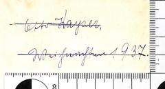 - (Kayser, Otto), Von Hand: Name, Datum; 'Otto Kayser, / Weihnachten 1937.'. 
