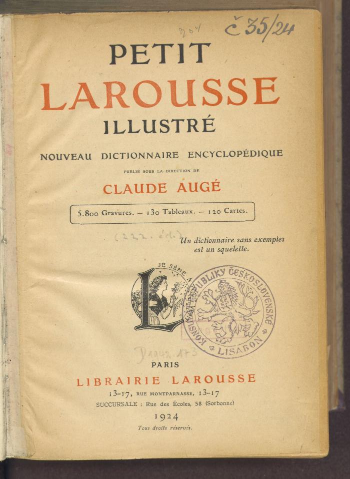 A 10943'222':F8 : Petit Larousse illustré : nouveau dictionnaire encyclopédique. (1924)