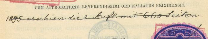 -, Durchgestrichen: Notiz; '1895 erschienen die 2. Aufl. mit 660 Seiten.'