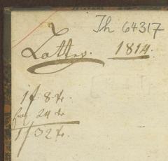 - (Lotter, Joseph), Von Hand: Name; 'Lotter 1814 [unleserlicher Text]'. 