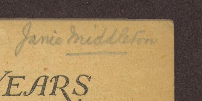 - (Janie Behrend-Middleton), Von Hand: Name; 'Janie Middleton'. 