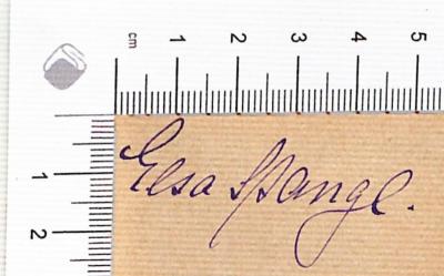 - (Nörrenberg, Elsa), Von Hand: Autogramm; 'Elsa Stange.'.  (Prototyp)