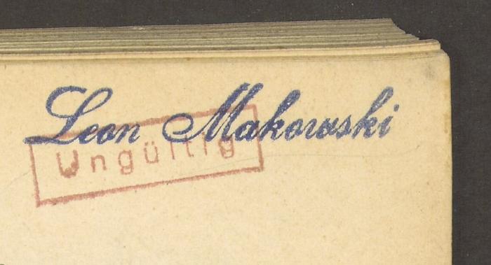 - (Makowski, Leon), Stempel: Name; 'Leon Makowski'. 