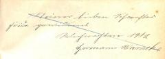 - (Warneke, Hermann;[Warneke?], Frida), Von Hand: Widmung; 'Meiner lieben Schwester / Frida gwidmet / Weihnachten 1912 / Hermann Warneke'. 