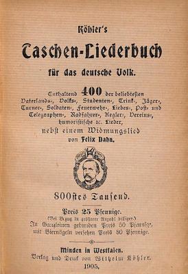 DLIT7600 : Koehlers Taschenliederbuch für das Deutsche Volk (1905)
