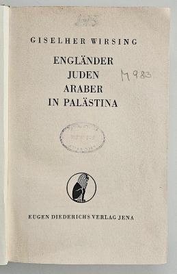 M 983 : Engländer, Juden, Araber in Palästina (1938)