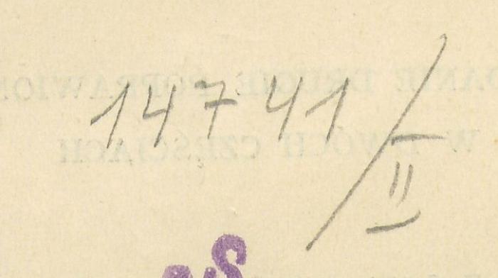 -, Von Hand: Nummer; '14741/II'