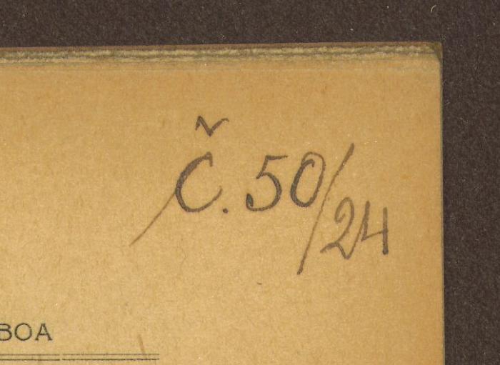- (Konsulát Republiky Československé Lisabon), Von Hand: Inventar-/ Zugangsnummer; 'č. 50/24'. 