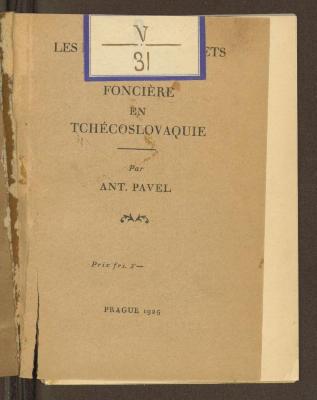 Ov 39128/10:F8 : Les bases et les effets de la réforme foncière en Tchéchoslovaquie. (1925)