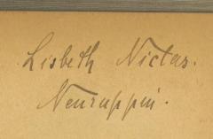 - ( Niclas, Lisbeth), Von Hand: Name; 'Lisbeth Niclas, Neuruppin'. 