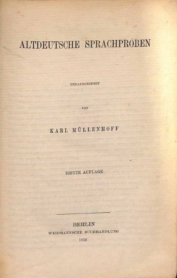 DLIT7605 : Altdeutsche Sprachproben (1878)