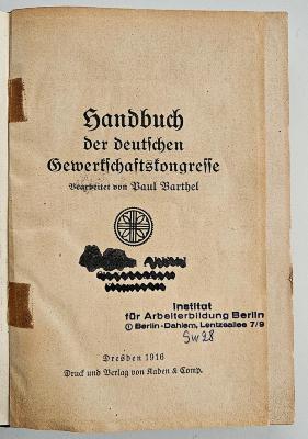 SA 1067 : Handbuch der deutschen Gewerkschaftskongresse (1916)