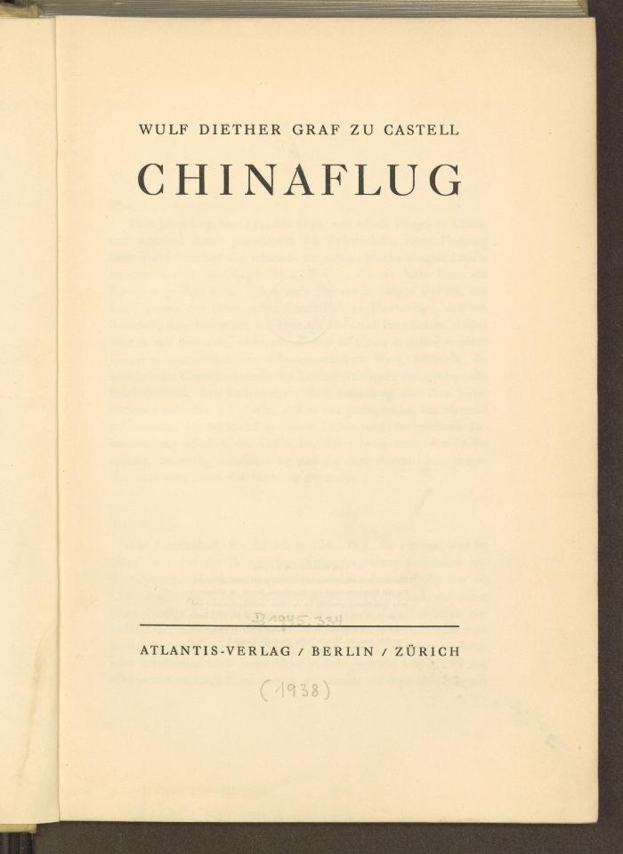 Gesch. 29277'a':F8 : Chinaflug. (um 1916)