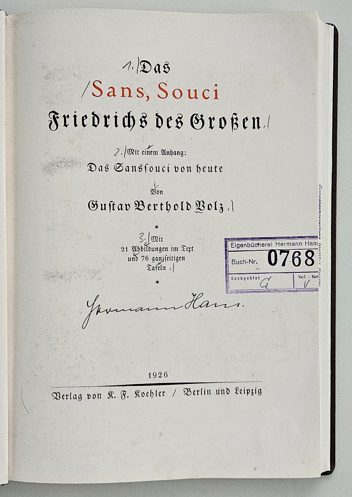 ausgesondert : Das Sans-Souci Friedrich des Großen (1926)