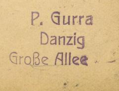 - (Gurra, P.), Stempel: Name; 'P. Gurra Danzig Große Allee 125'. 