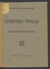 Fu 30116/20:F8 : Avvertenze popolari per gli emigranti. (1914)