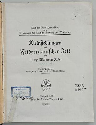 ausgesondert : Kleinsiedlungen aus Friderizianischer Zeit  (1918)