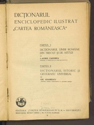 A 11035:F8 : Dicţionarul enciclopedic ilustrat "Cartea românească". (1931)