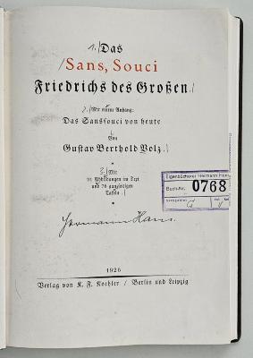 ausgesondert : Das Sans-Souci Friedrich des Großen (1926)