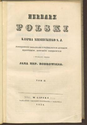 Gesch. 30890:2:F8 : Herbarz Polski Kaspra Niesieckiego. 2. (1839)