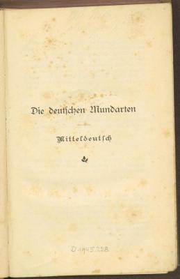 Yc 13655:2:'a':F8 : Die deutschen Mundarten. 2, Mitteldeutsch. (1931)