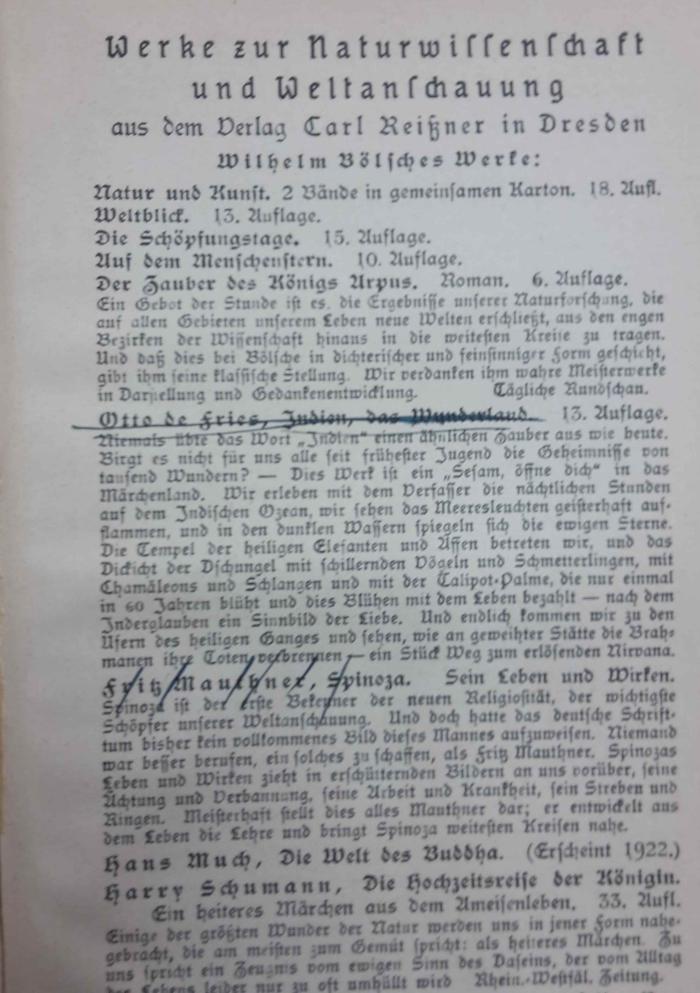 X 534 1923: Aus der Schneegrube (1923);- (unbekannt), Von Hand: Annotation. 