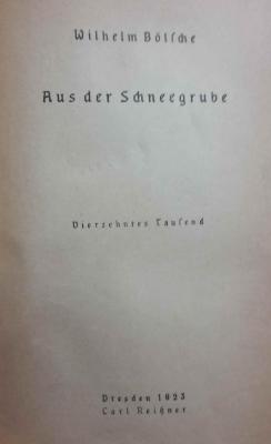 X 534 1923: Aus der Schneegrube (1923)