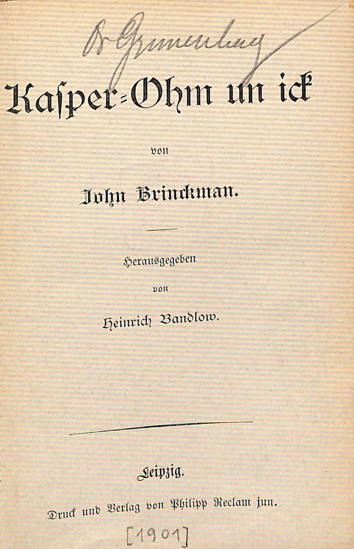 DLIT7671 : Kasper-Ohm un ick ([1901])