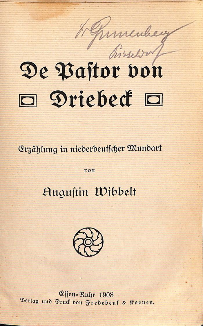 DLIT7692 : &lt;&gt; Pastor von Driebeck (1908)